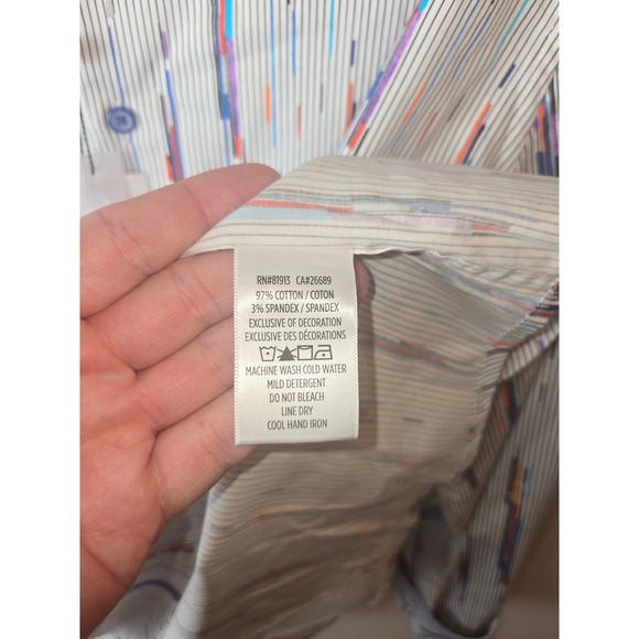 Robert Graham Mens Long Sleeve Button Up Shirt Multi Color Stripe Print Size 2XL - Picture 8 of 8